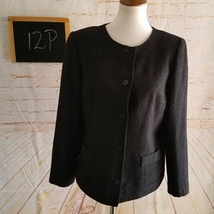 Talbots Black Textured Blazer Size 12P
